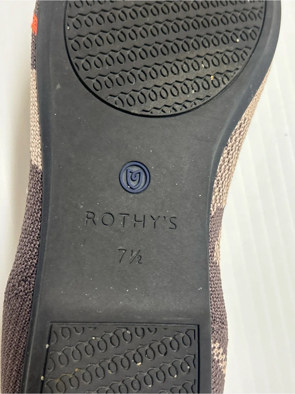 Rothy's The Flat Taupe Camo Neon Orange Stripe Knit Flats Women’s US 7.5 Retired